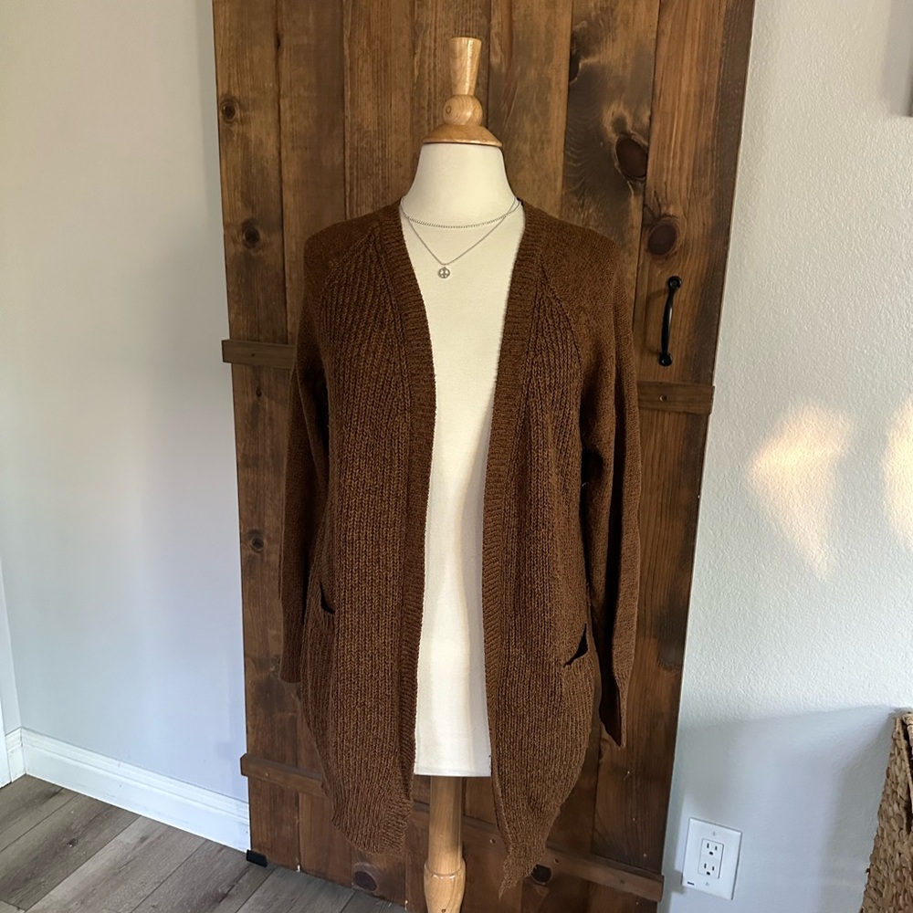 RDI Rich Brown Open-Front Cardigan